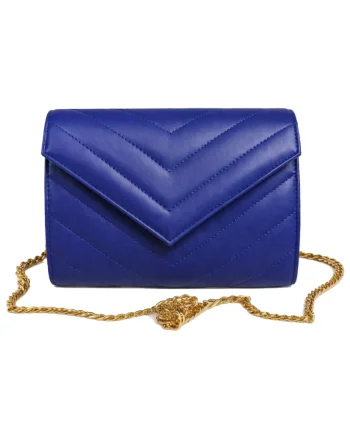 Plic din piele naturala Val Clutch, Auriu/Albastru inchis