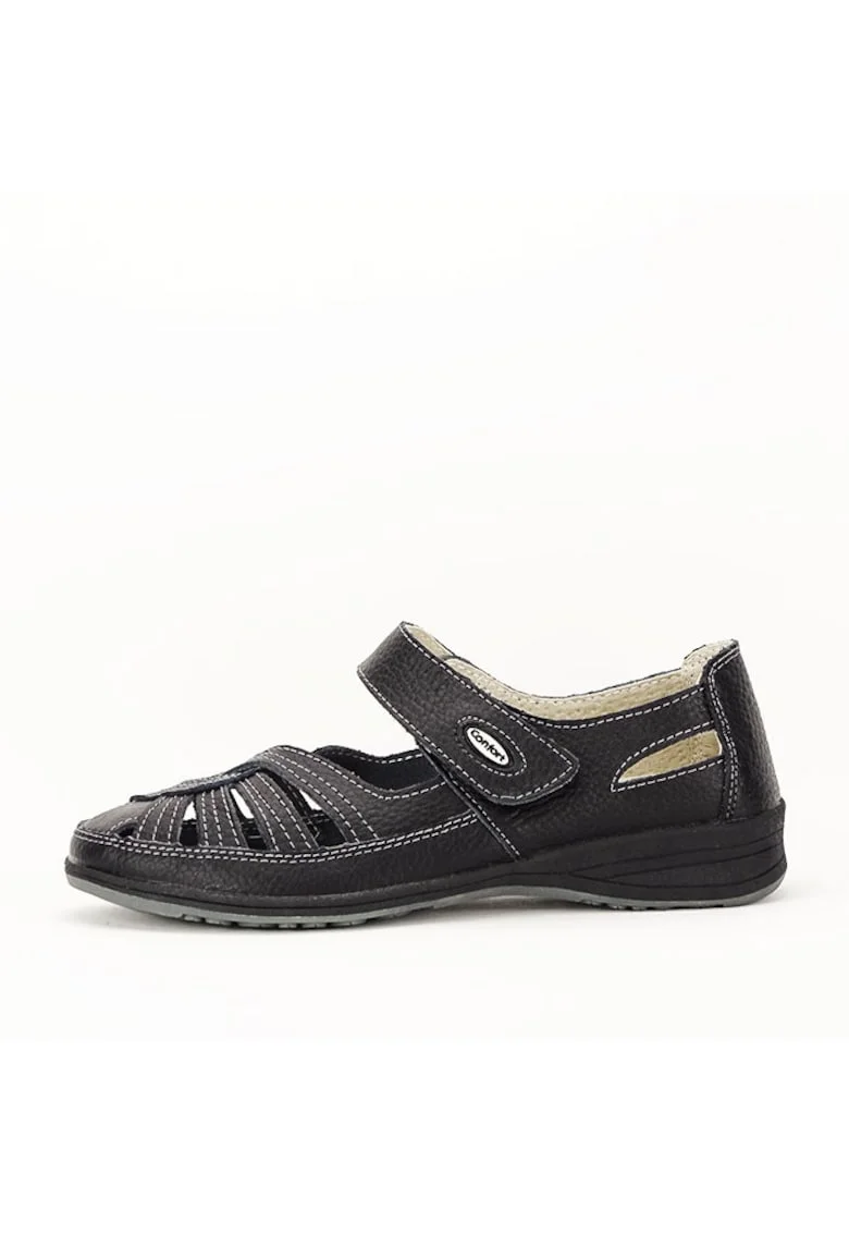 Balerini din piele naturala Dorina negri M5 5958, Negru