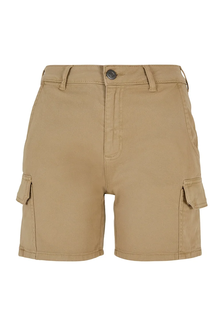 Pantaloni scurti cargo cu talie inalta, Bej inchis