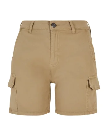 Pantaloni scurti cargo cu talie inalta, Bej inchis
