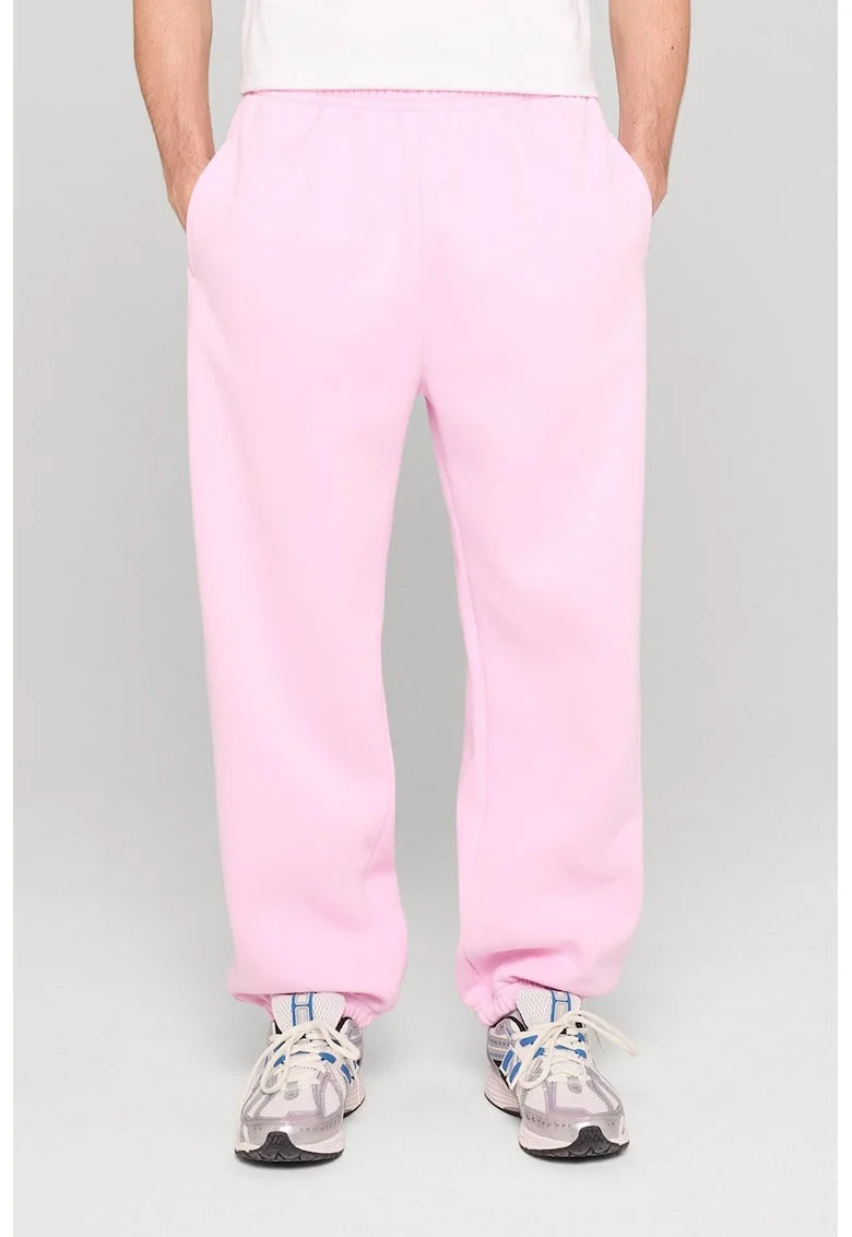 Pantaloni de trening cu croiala relaxed-fit si buzunare, Roz deschis