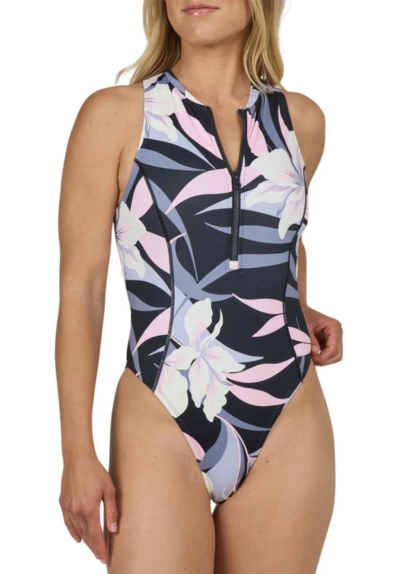 Costum de baie intreg cu inchidere cu fermoar