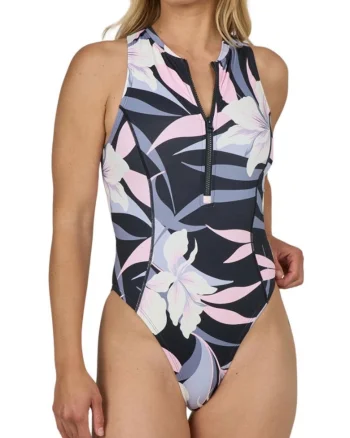 Costum de baie intreg cu inchidere cu fermoar
