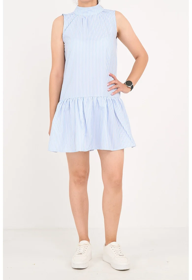 Rochie scurta cu dungi, Alb/Albastru deschis
