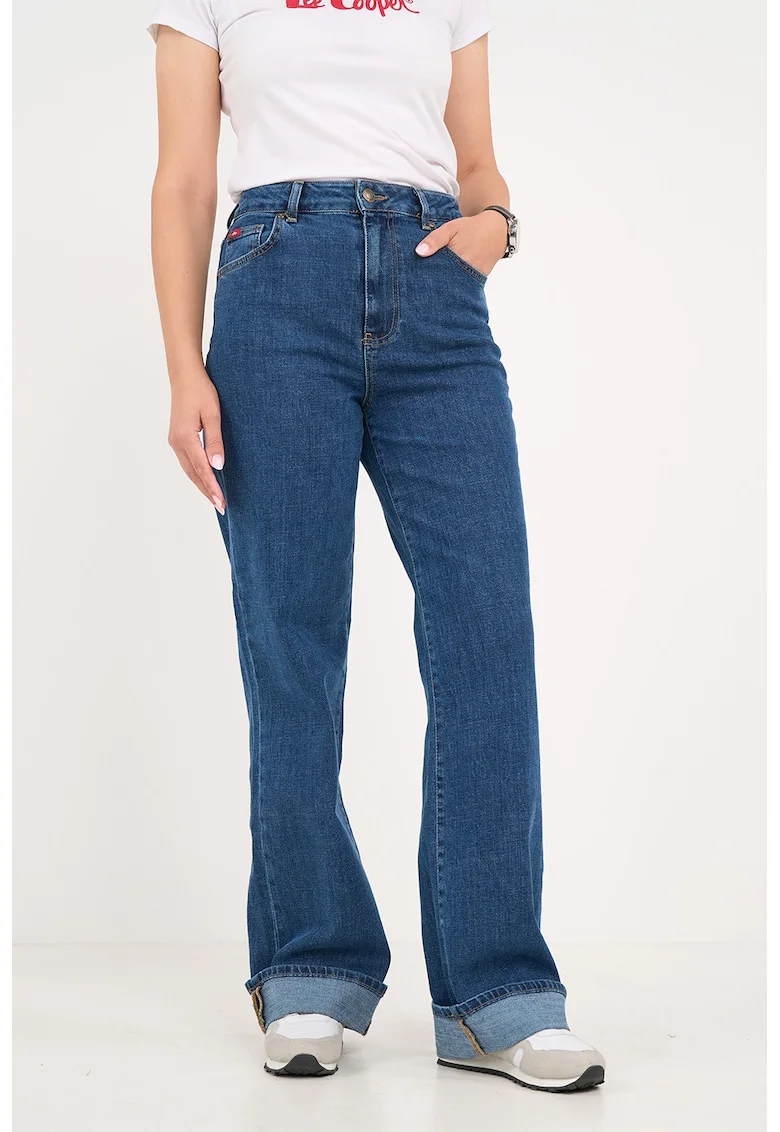 Blugi bootcut cu talie inalta, Albastru inchis