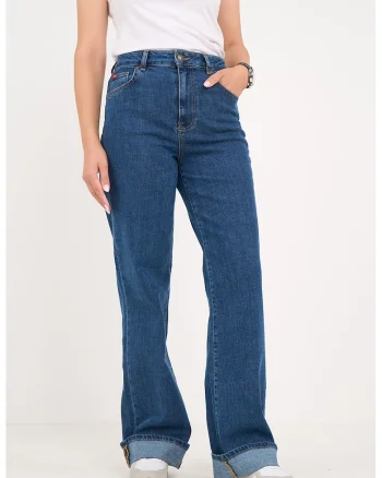 Blugi bootcut cu talie inalta, Albastru inchis
