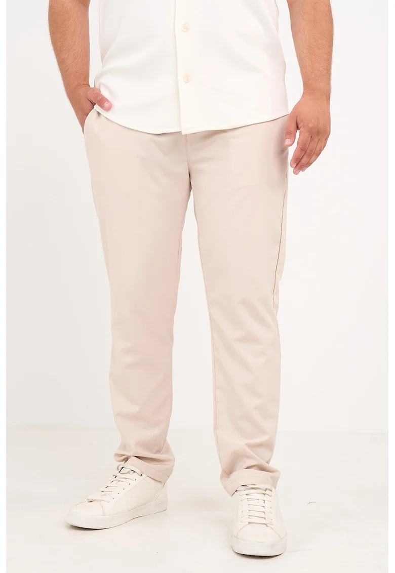 Pantaloni uni cu buzunare laterale, Bej sampanie