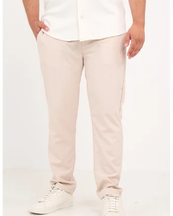Pantaloni uni cu buzunare laterale, Bej sampanie