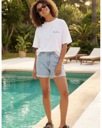 Tricou de bumbac cu imprimeu floral pe spate, Alb
