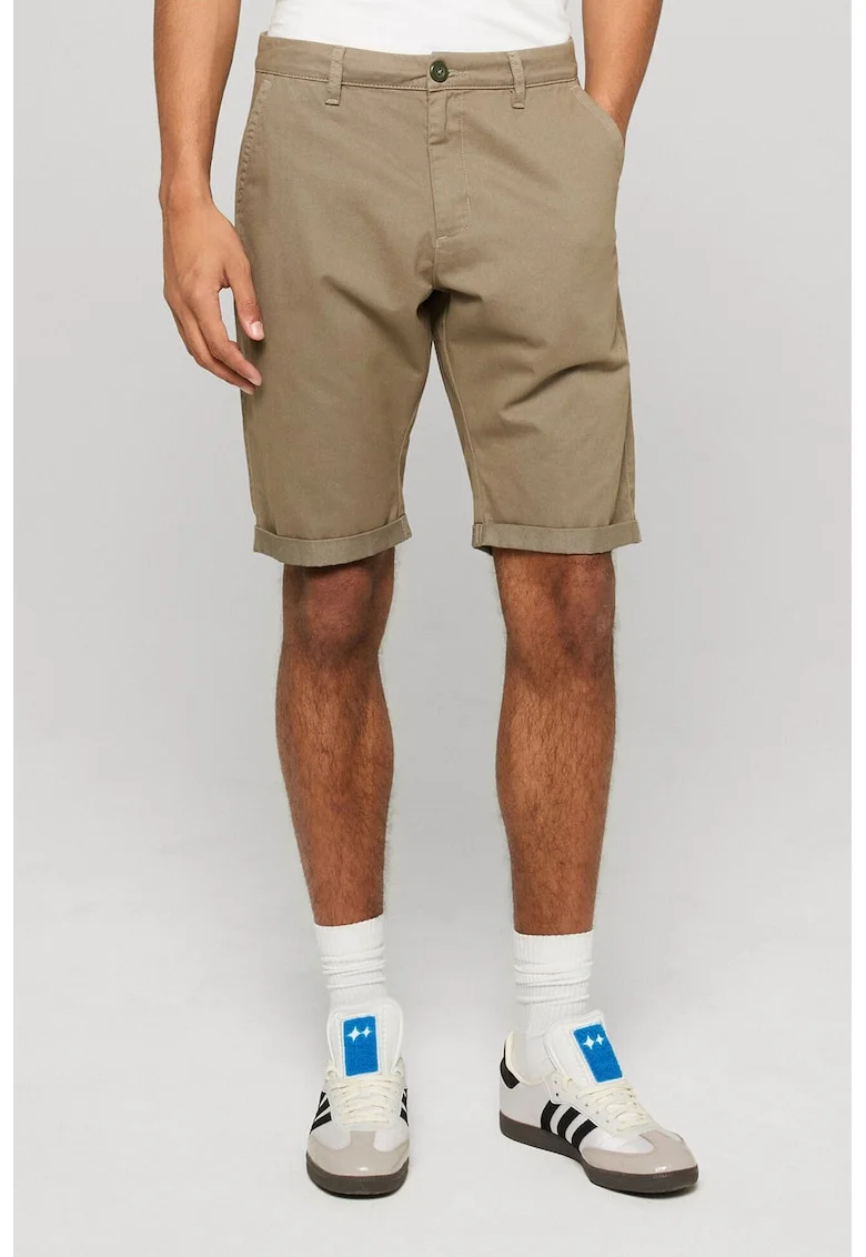 Pantaloni scurti chino cu talie medie, Maro deschis