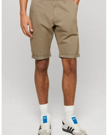 Pantaloni scurti chino cu talie medie, Maro deschis