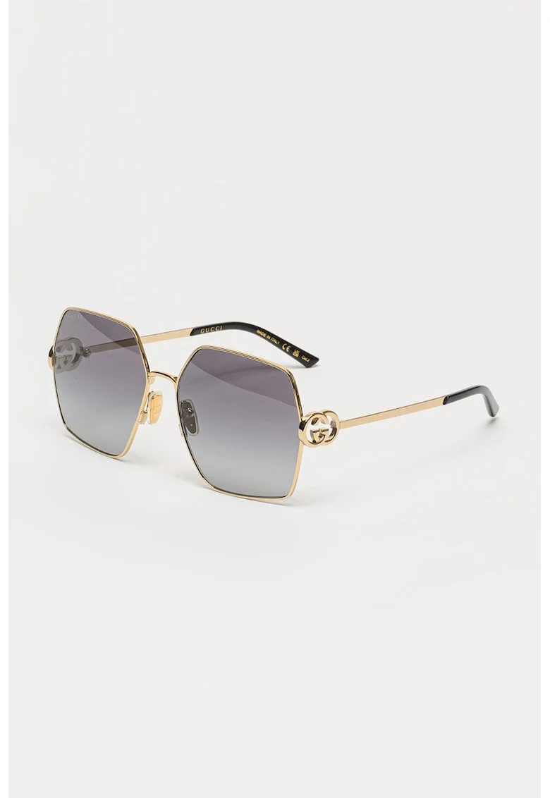 Ochelari de soare hexagonali cu lentile degrade, Auriu/Negru