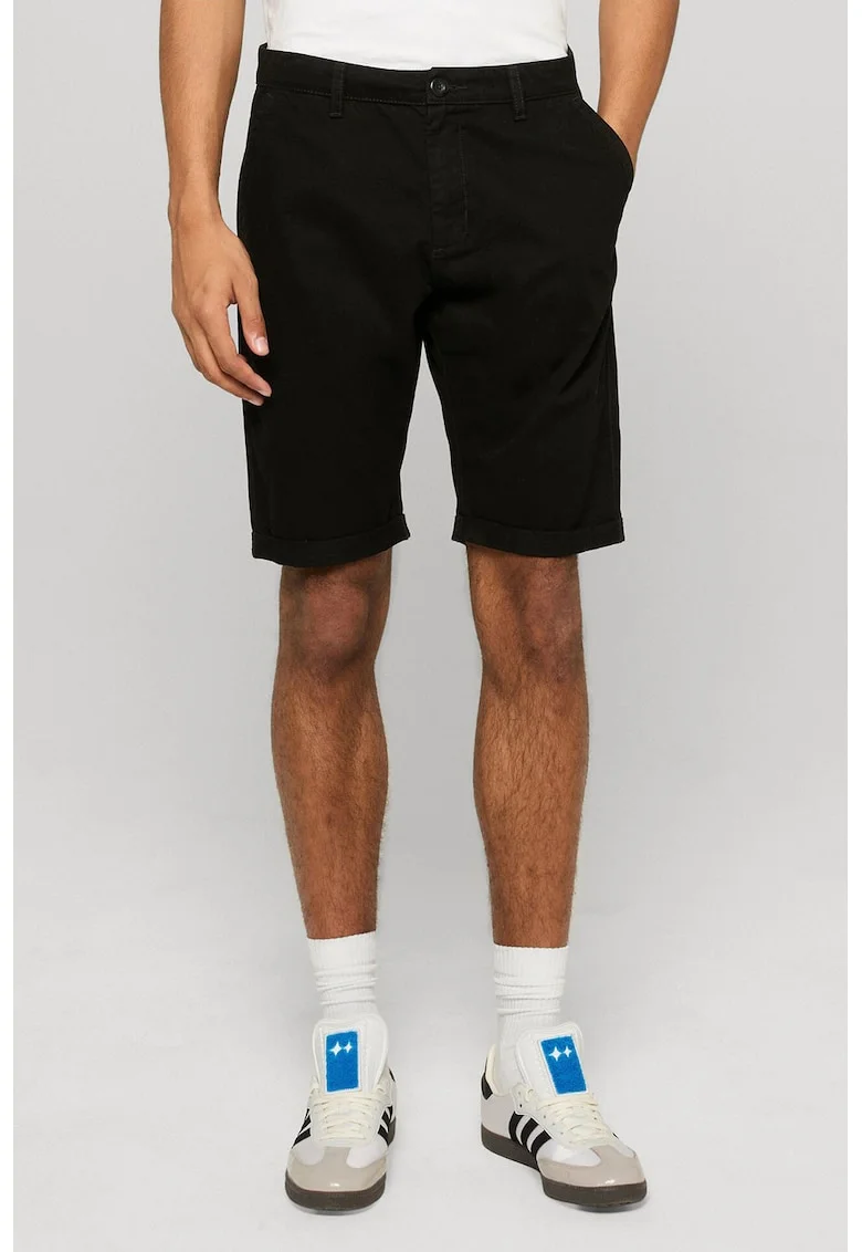 Pantaloni scurti chino cu talie medie, Negru