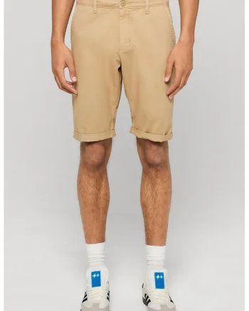 Pantaloni scurti chino cu talie medie, Bej inchis