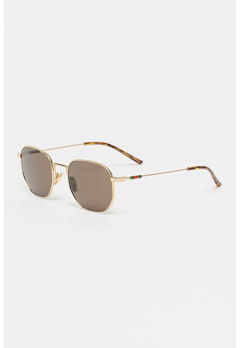 Ochelari de soare aviator cu lentile uni, Auriu/Maro cognac