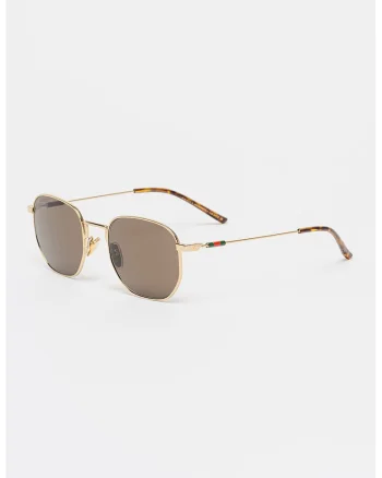Ochelari de soare aviator cu lentile uni, Auriu/Maro cognac