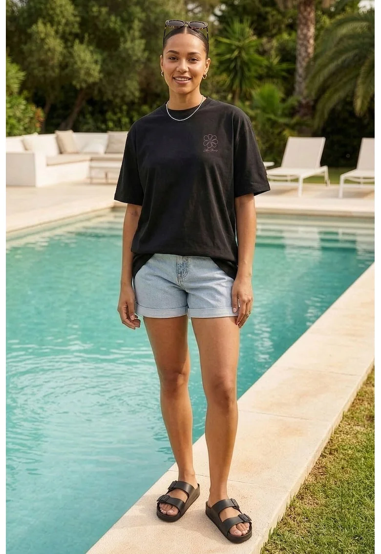 Tricou lejer cu imprimeu floral pe spate