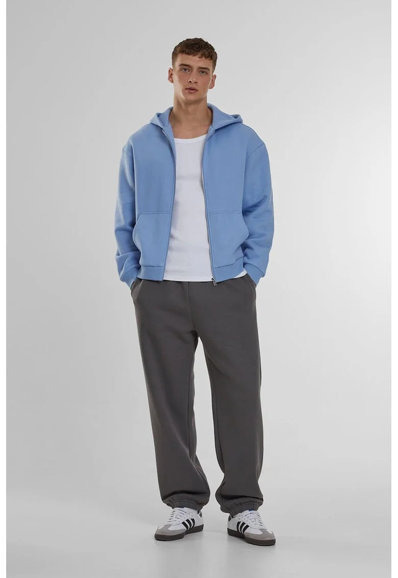 Pantaloni de trening cu croiala relaxed-fit si buzunare, Gri carbon