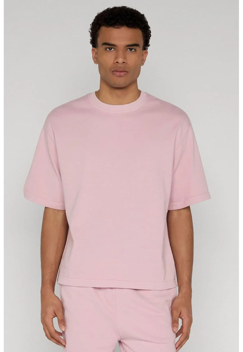 Tricou lejer cu decolteu la baza gatului, Roz deschis