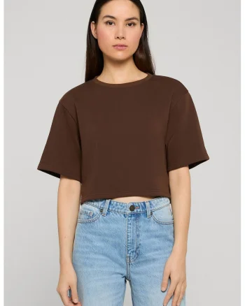 Tricou crop din amestec de bumbac