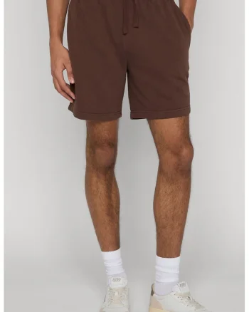 Pantaloni scurti din amestec de bumbac cu snur, Maro inchis