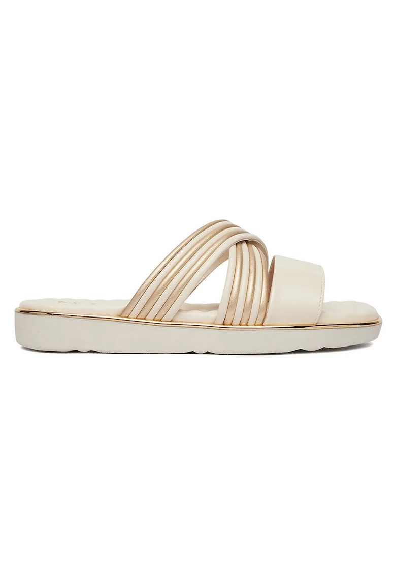 Papuci  bej, piele ecologica,