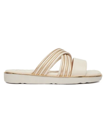 Papuci  bej, piele ecologica,
