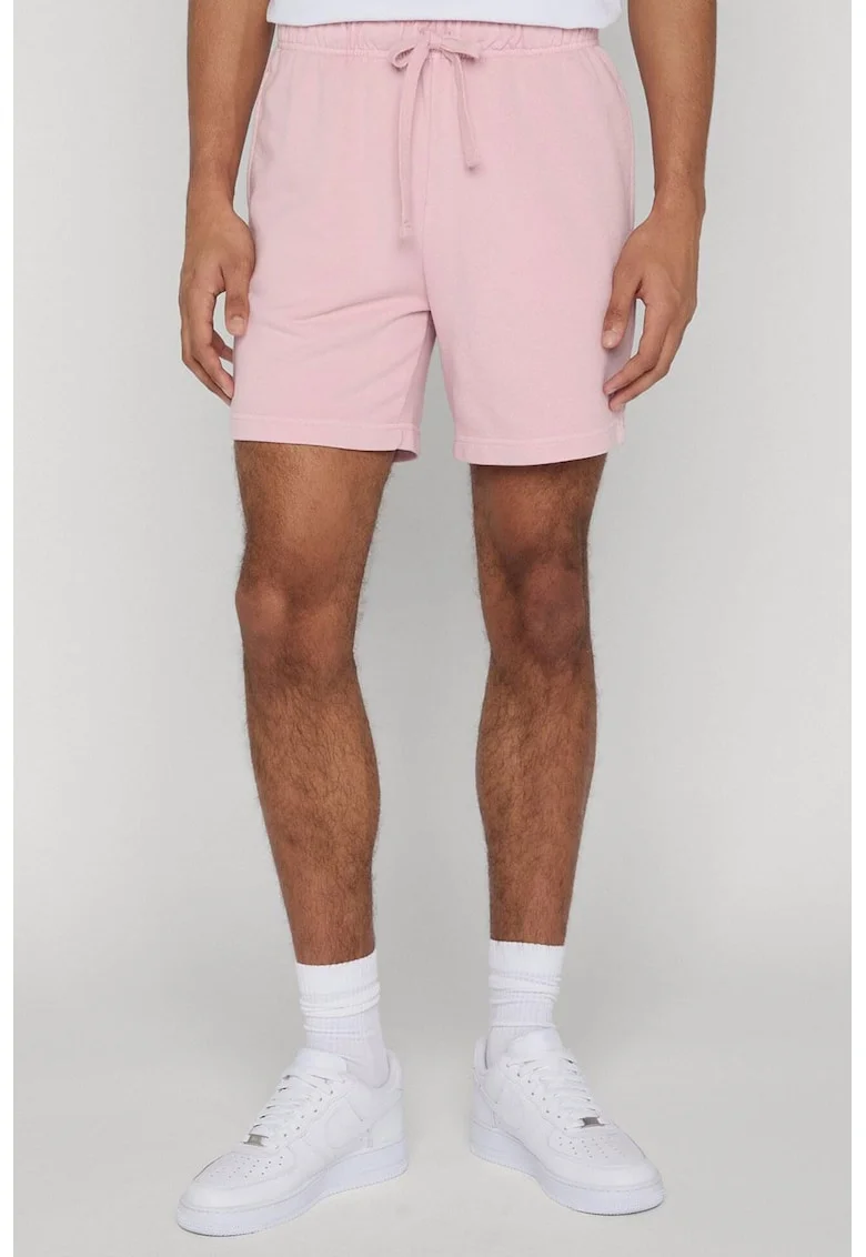 Pantaloni scurti din amestec de bumbac cu snur, Roz deschis