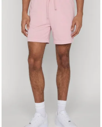 Pantaloni scurti din amestec de bumbac cu snur, Roz deschis