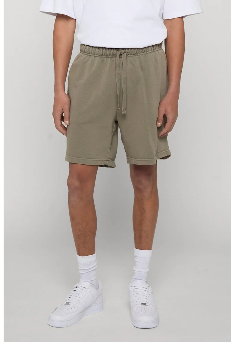 Pantaloni scurti din amestec de bumbac cu snur, Masliniu deschis