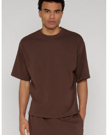 Tricou lejer cu decolteu la baza gatului, Maro