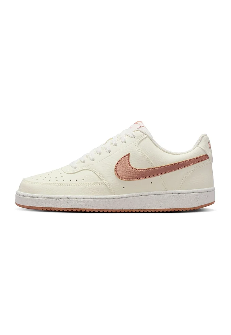 Pantofi sport Court Vision Low Next Nature din piele ecologica, Alb fildes/Maro deschis