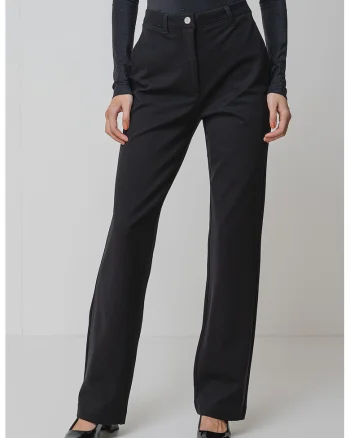 Pantaloni drepti cu talie inalta, Negru