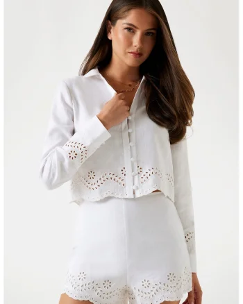 Camasa crop de in, Alb