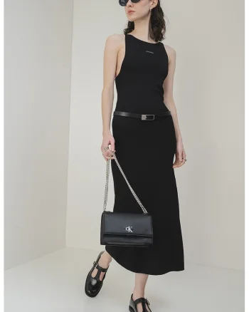 Rochie lunga fara maneci, Negru