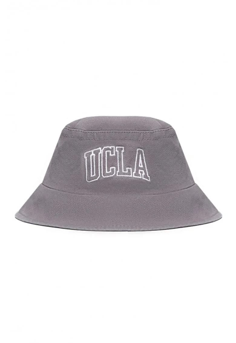Palarie bucket unisex cu broderie logo Joaquin, Alb/Gri cenusiu