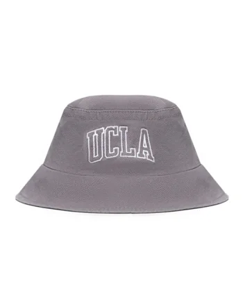Palarie bucket unisex cu broderie logo Joaquin, Alb/Gri cenusiu