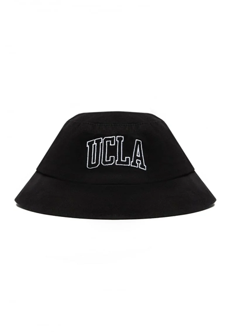 Palarie bucket unisex cu broderie logo Joaquin, Alb/Negru