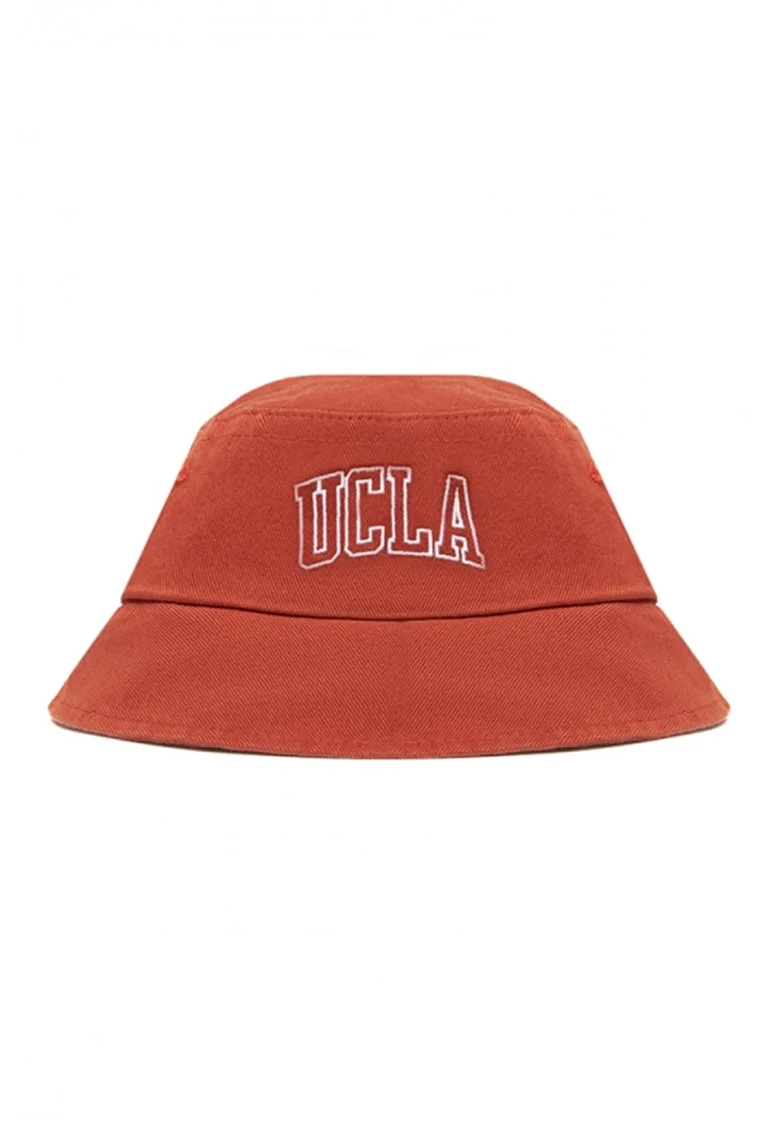 Palarie bucket unisex cu broderie logo Joaquin, Alb/Caramiziu