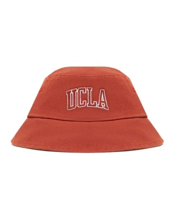 Palarie bucket unisex cu broderie logo Joaquin, Alb/Caramiziu