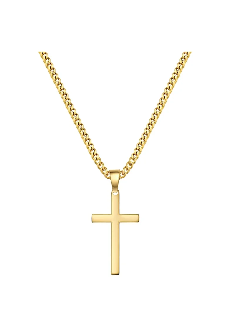 Colier placat cu aur de 14K cu cruce, Auriu