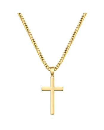 Colier placat cu aur de 14K cu cruce, Auriu