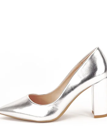 Pantofi argintii office eleganti Anca 01