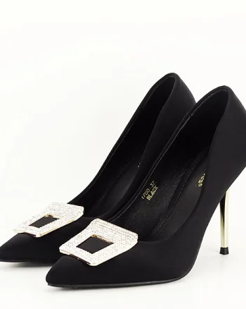 Pantofi negri cu brosa 1700 02