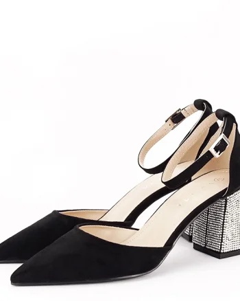 Pantofi negri eleganti cu pietricele argintii BSD42-1 04
