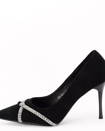 Pantofi negri eleganti cu pietricele argintii YES-23-1 03