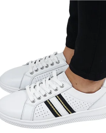 Sneakersi albi din piele naturala 5088 M7