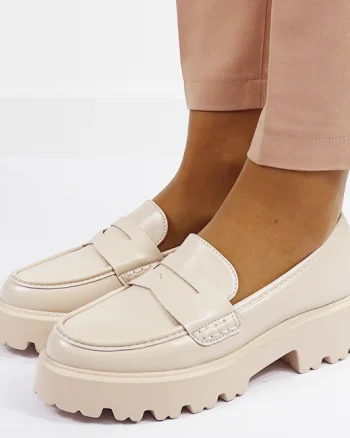 Pantofi bej de tip loafers H8-359 M2
