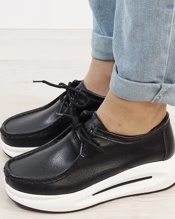 Mocasini negri din piele naturala WKS02 M7