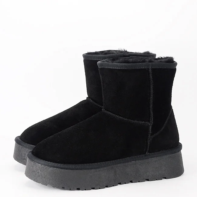 Cizme scurte negre din piele naturala W5825 110